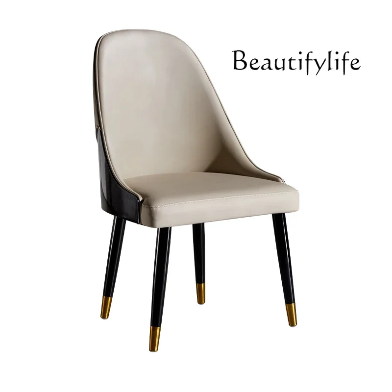 

Italian high-end solid wood dining chair home modern simple back armchair