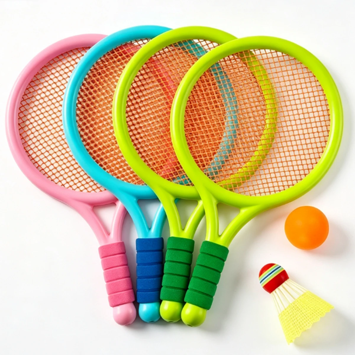 4Pcs 2 In 1 Elastic Racket And Ball Kit, Badminton Table Tennis Set With 2 Balls, Ideal Present For Active Adults ZSY