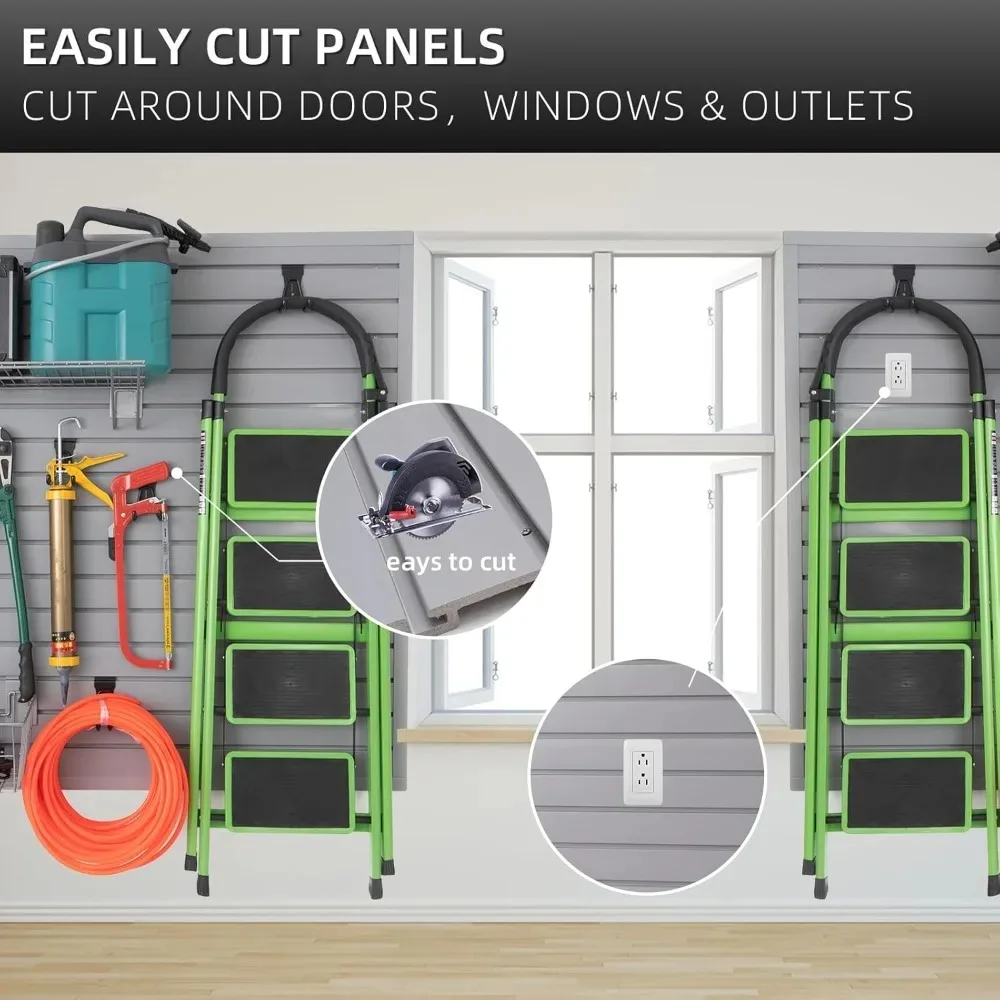 لوحات الحائط الشريحة PVC منظم تخزين المرآب 4x8 FT أداة نظام لوحة التثبيت على الحائط #1