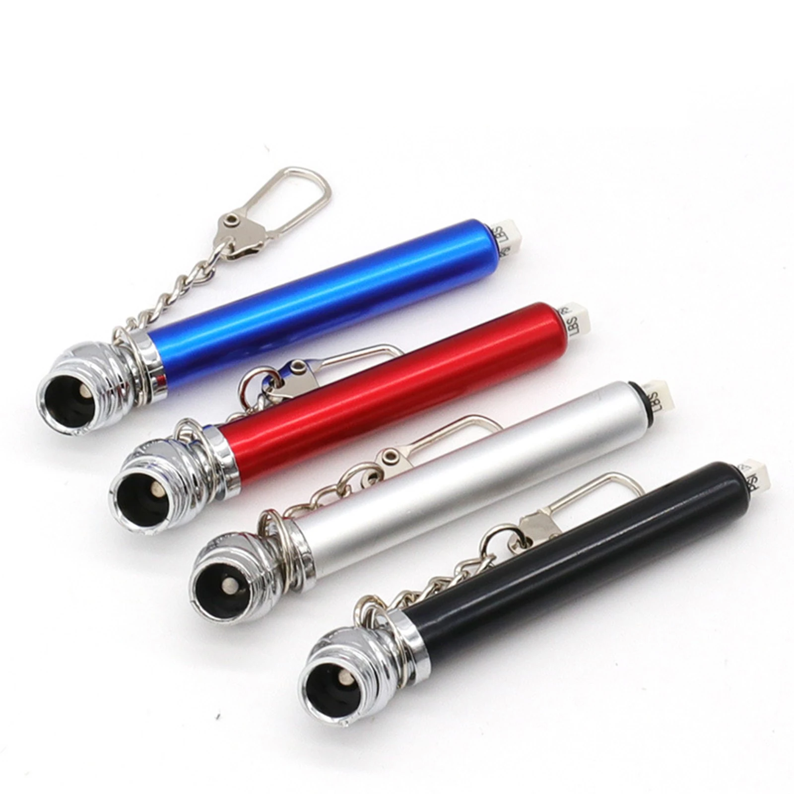 Car Vehicle Mini Tire Pressure Gauge Wheel Pressure Gauge Random Color 10-50PSI with Hanging Chain Sturdy Aluminium 8cmx0.9cm