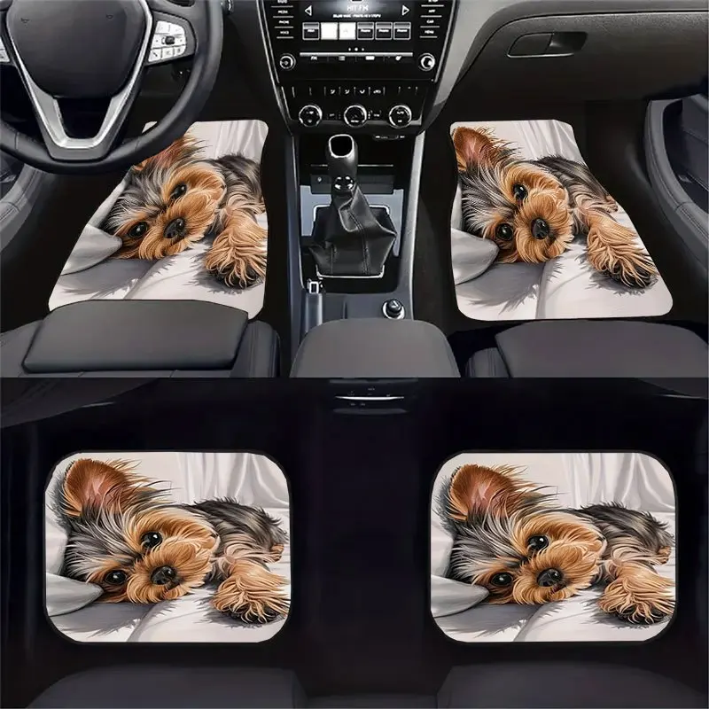 4 Pet-patterned Car Floor Mat, Universal Mat, Soft Crystal Velvet Material, Effectively Collect Hair, Keep The Interior Clean, E
