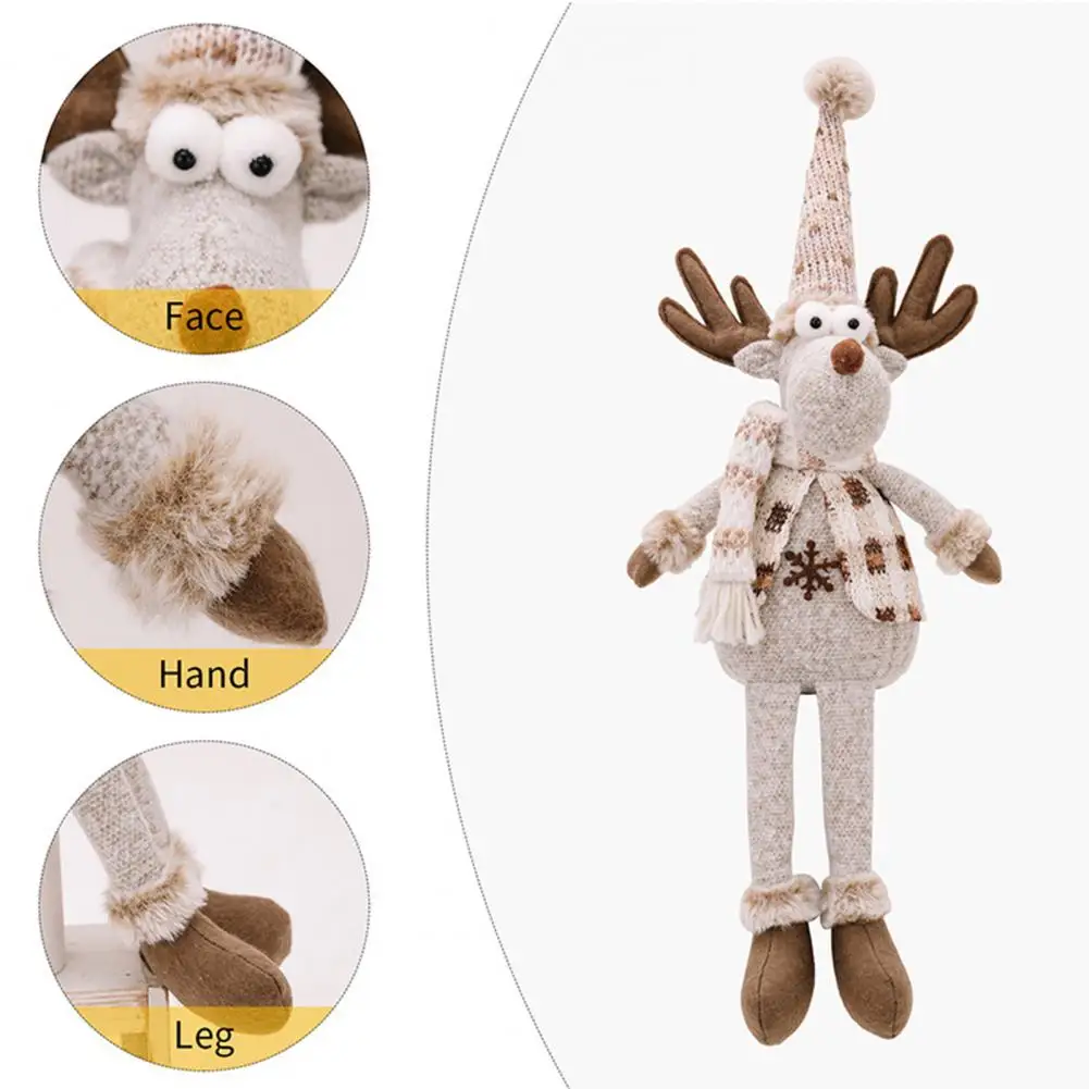

Polyester Fiber Christmas Dolls Christmas Doll Ornaments Snowman Elk Long-legged Plush Toy Knitted Elks Doll for Kids for Loved