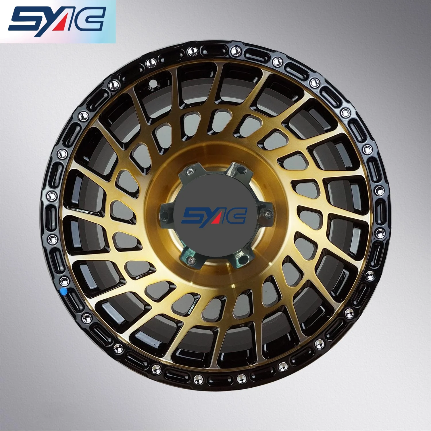 17 Inch OFF-ROAD Car Rims 6 Holes 6061-T6 Aluminum Alloy Wheels Bright Black Machined Face With Decorative Nails Colourful Rims