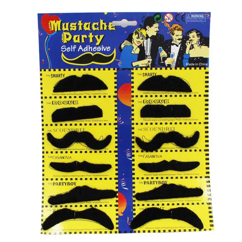 Set Self Adhesive Fake Beard Mustaches Mexican Fiesta Party Supplies Halloween Christmas Costume Fake Mustaches Sticker