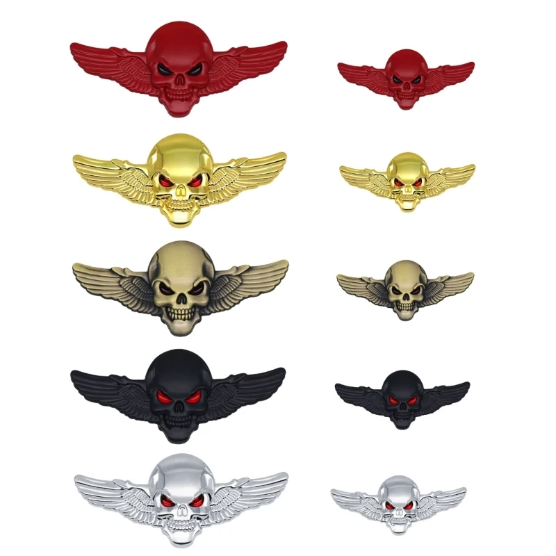 3D Skeleton Skull Wing Emblems Metal Badge Car Badge Sticker Car Grill Body Trunk Fenders Badge Sticker Decal