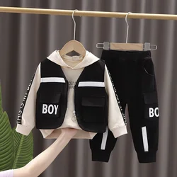 Boys' baby and children's suit autumn BOY vest 3cps suit letter printed cotton casual style three-piece suit