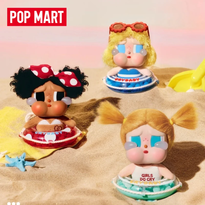 POPMART CRYBABY Modo de férias na série Caixa cega de vinil Coleção moderna Brinquedos Kawaii Mochila Pingente Ornamentos Boneca de pelúcia Presente