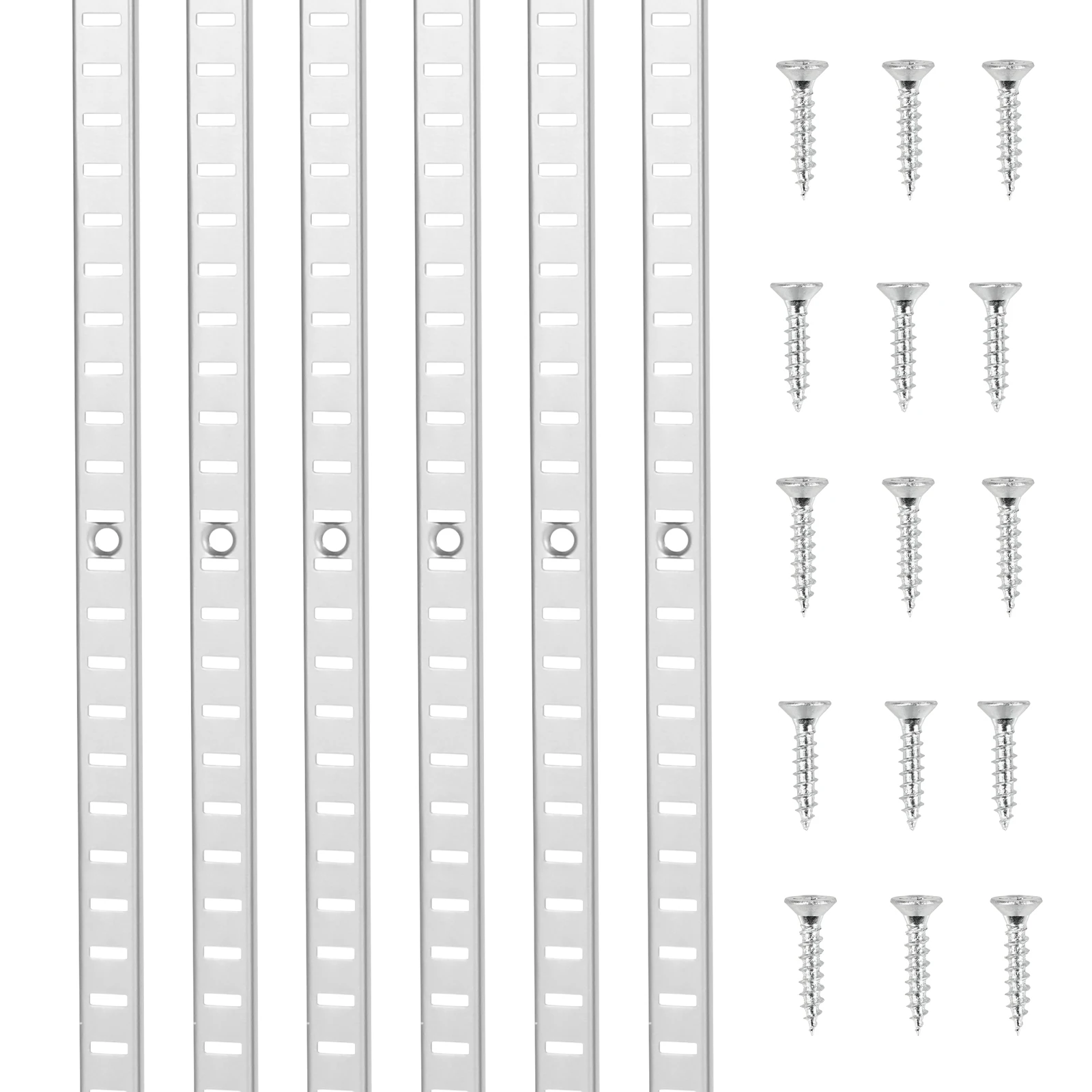 SucceBuy 6/8/20Pack Shelf Pilaster Adjustable Shelf Brackets with 24 Screws Steel Mortise Mount for Wall Shelving Cabinet