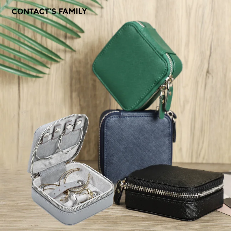 

Full Grain Leather Mini Jewelry Box For Women Ring Necklace Earrings Organizer Case Genuine Cow Leather Jewel Case Wedding Gift