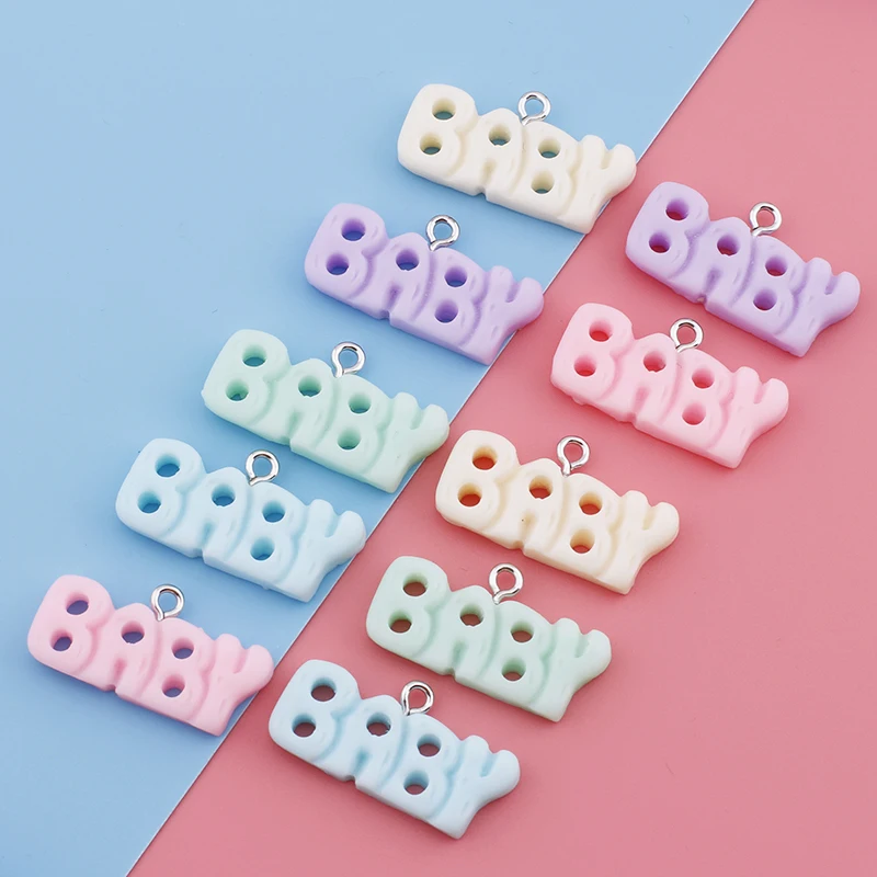 10pcs Baby Letter Charms Resin Pendant Charms for Earring Necklace Bracelet Keychain Diy Jewelry Making Supplies Accessories