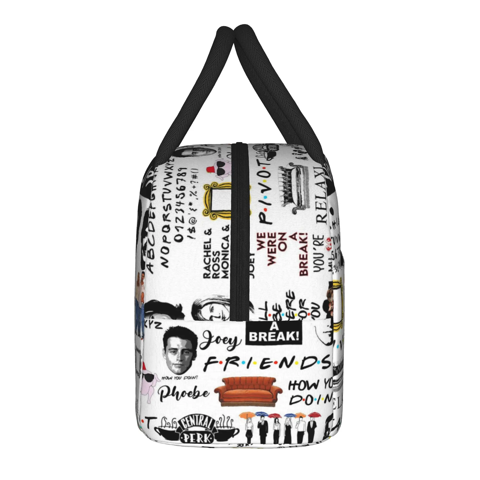 Friends TV Show Insulated Lunch Bag Large Cartoon American Meal Container Thermal Bag Tote Lunch Box Beach  Picnic Food Bag