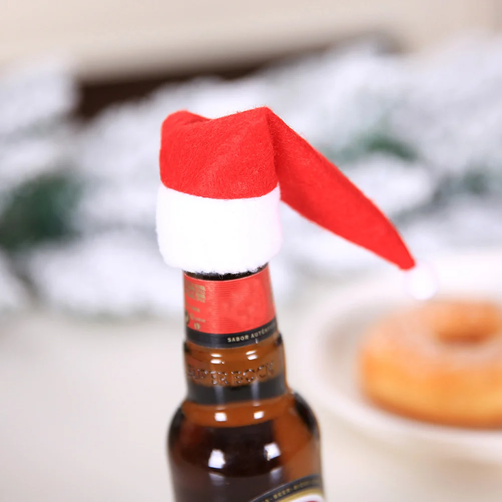

10Pcs Wine Bottle Cover Christmas Hat Stopper for Sparkling Wine Cava Party Decoration Gift Christmas for Bottle