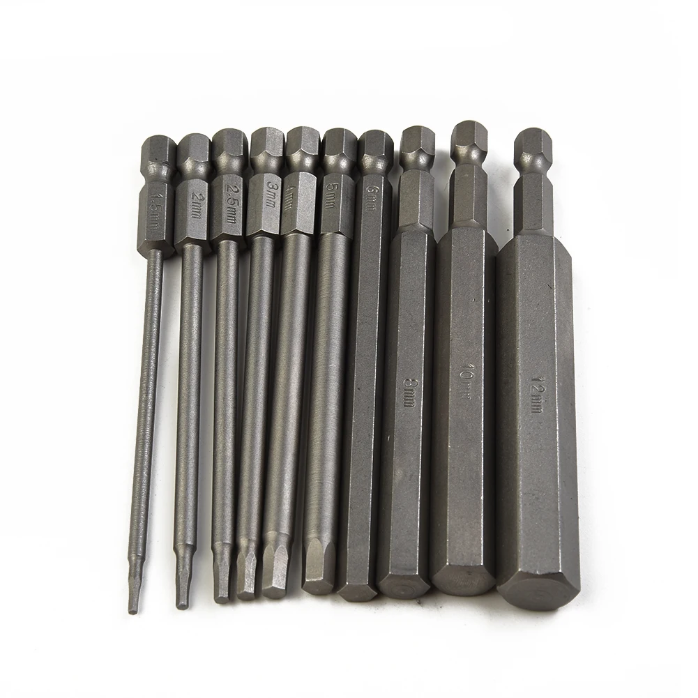 

10Pcs Hex Head Wrench Drill Bit 100mmS2 Steel Screwdriver Bits Metric 1 4 Hex Shank Nozzle Screwdriver Bits Tool