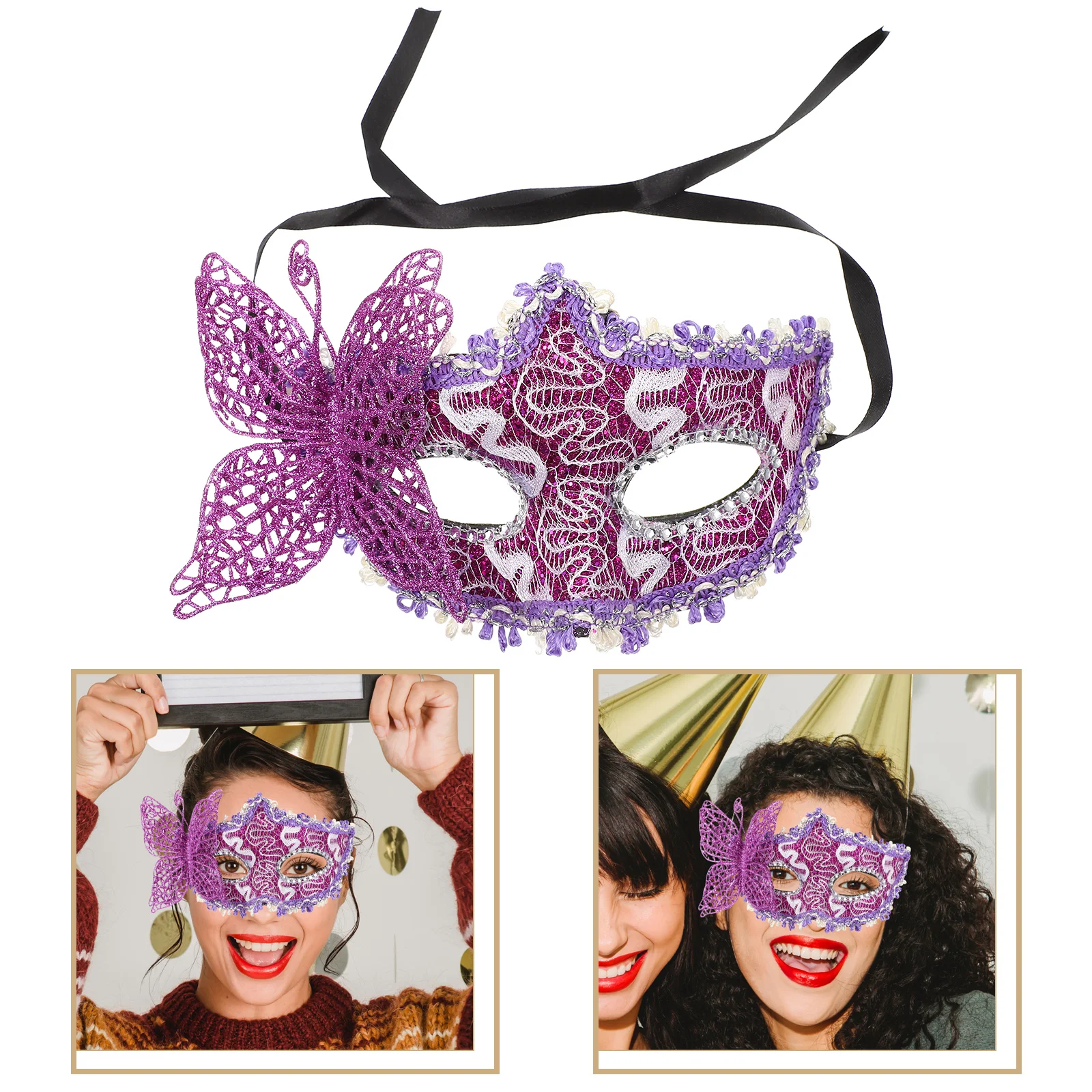 

Butterfly Mask Half Face Masquerade Lace Plastic Party Costume Accessory For Halloween Christmas Cosplay Decor