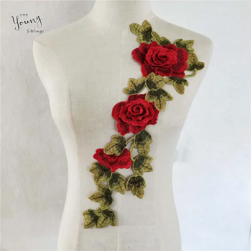 lace 3D flower clothing embroidery applique DIY craft sewing lace collar fabric trim venise Decoration accessory neckline