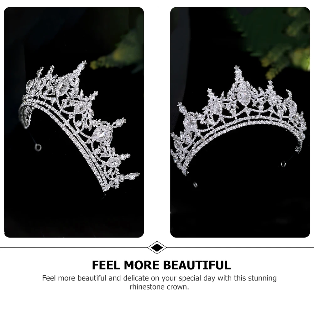 

Rhinestone Crown Hair Accessory Wedding Bridal Accessories Women Headband Bachelorette Photoshoot Stage Birthday Cosplay Zinc