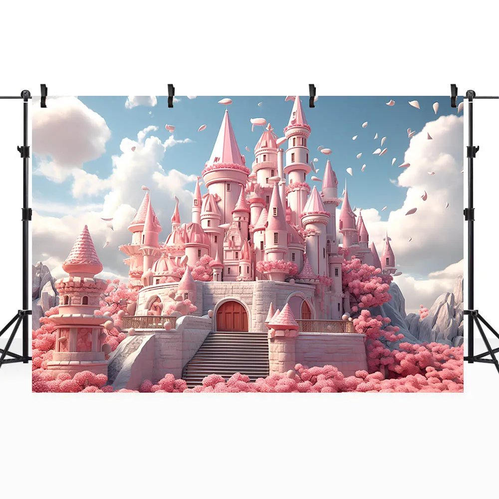 모시카 핑크 성 사진 촬영용 어린이 배경, 소녀 어린이 생일 파티 장식, 사진 배경, 사진 스튜디오 포토콜 소품
