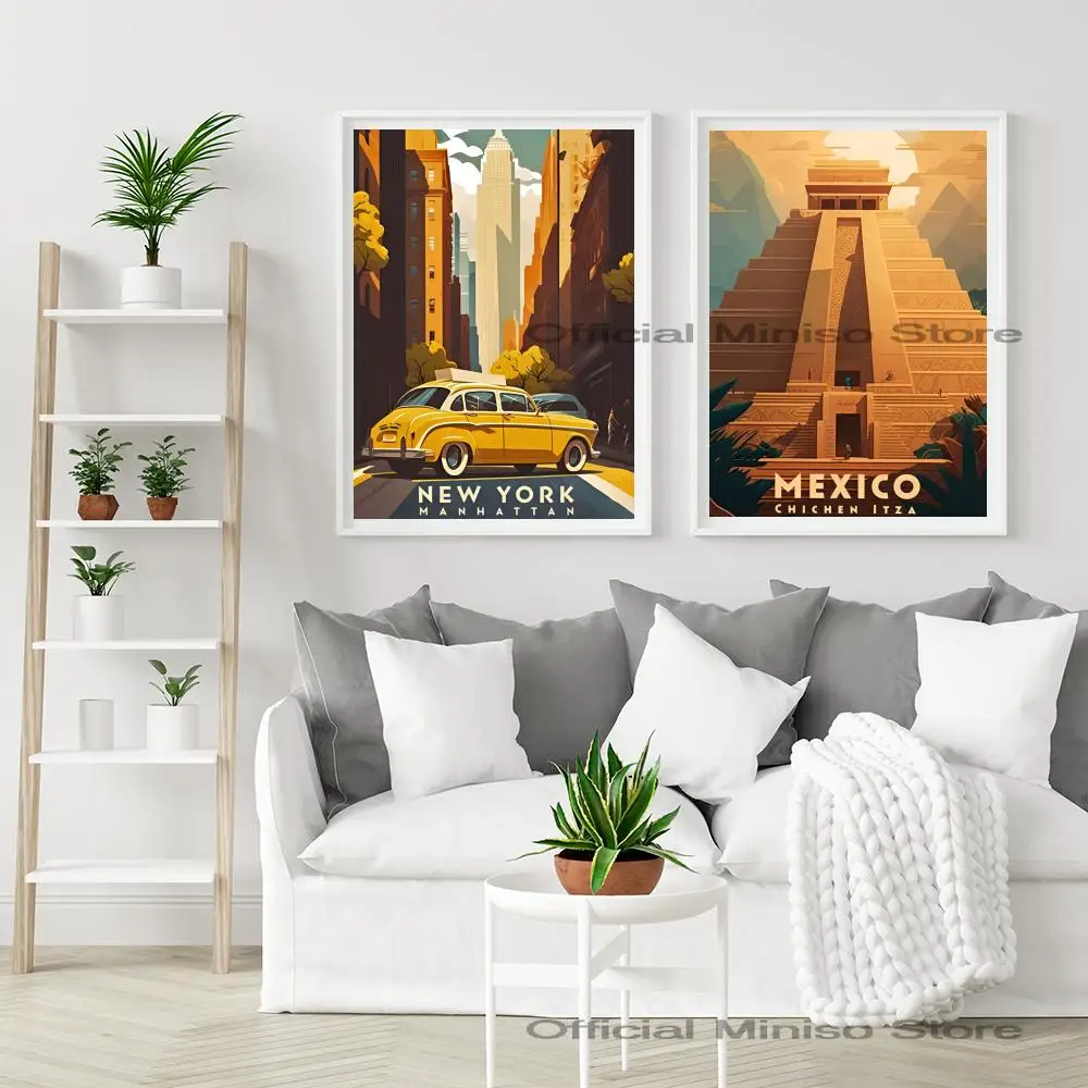 World Travel Cities Rome Paris Landmark Poster Poster Paper Print Home Living Room Bar Restaurant Cafe Art Painting Decoration