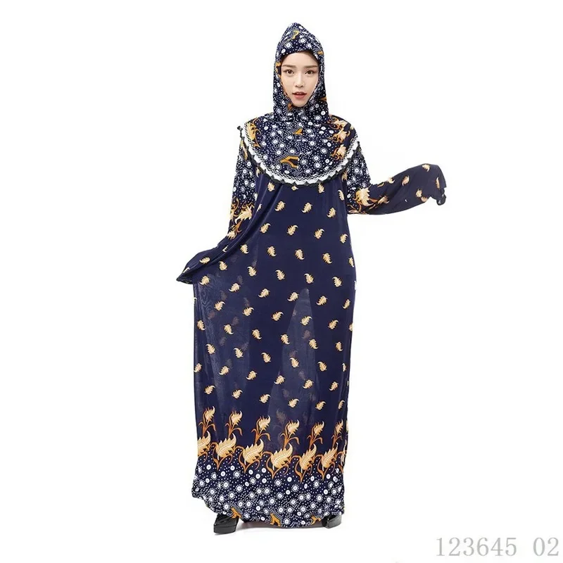 Muslim Full Cover Abaya Dress Islamic Traditional Hiijab+dress Clothing Set Female Thin Middle East Ramadan Prayer Random Color