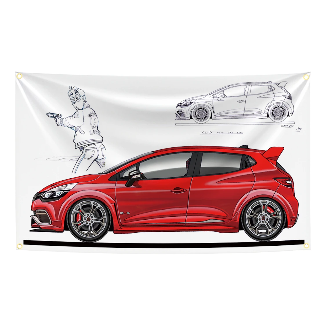 90x150cm Classic Sports Car Ren RS16 GT Rally Turbo Flag Tapestry Polyester Digital Printing Banner Garage Wall Art Decoration