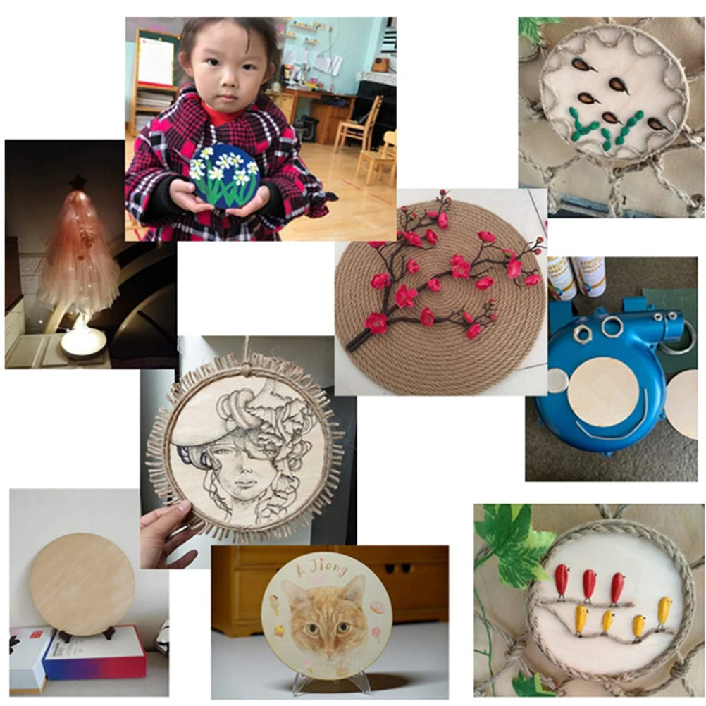 

10pcs Wooden Cutouts Natural Round Wood Circles For Diy Crafts Blank Circle Cutout Unfinished Wooden Slices Graffiti Pendant