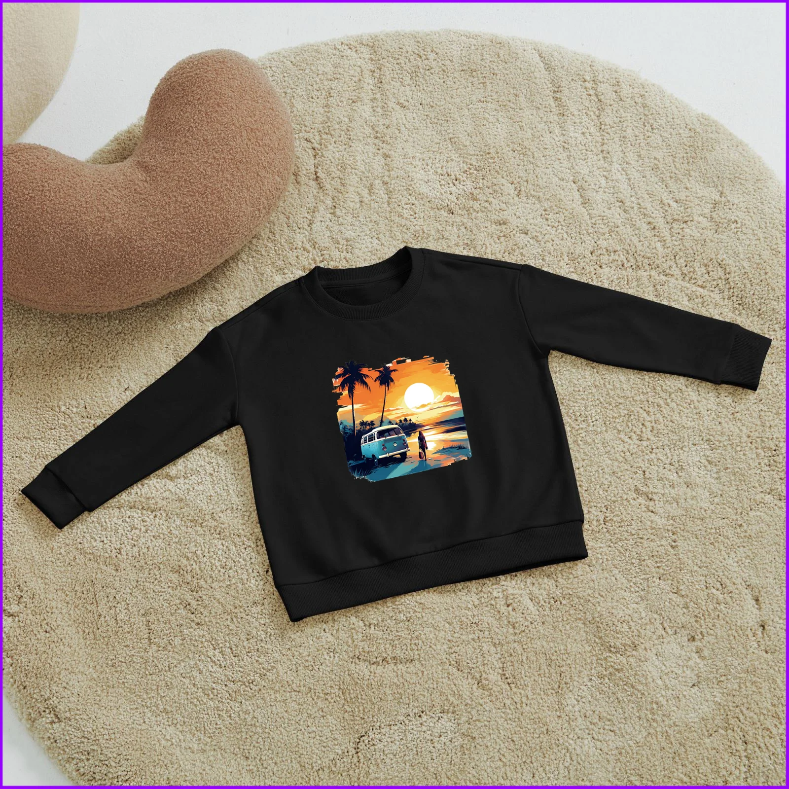 Retro Car Van Beach Sja701 Kids Boys Girls Hoodies Sweatshirts Clothing Sweatshirts Tops Teen Clothes Rainbow Friends High Night