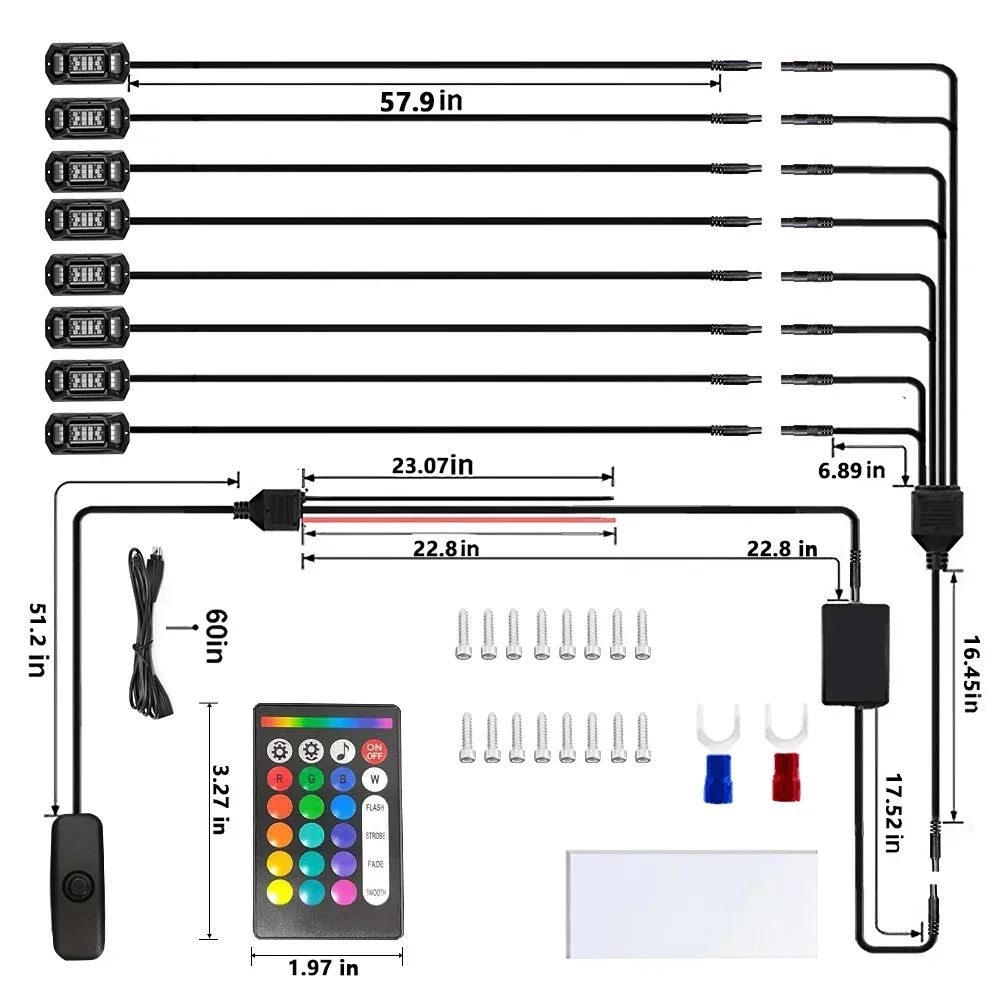 4/6/8 in 1 New LED Car LED Symphony Ambient Light  Ambient Holding  PCB Flexible LED for APP 4x4 Off-road Ambient Lighting