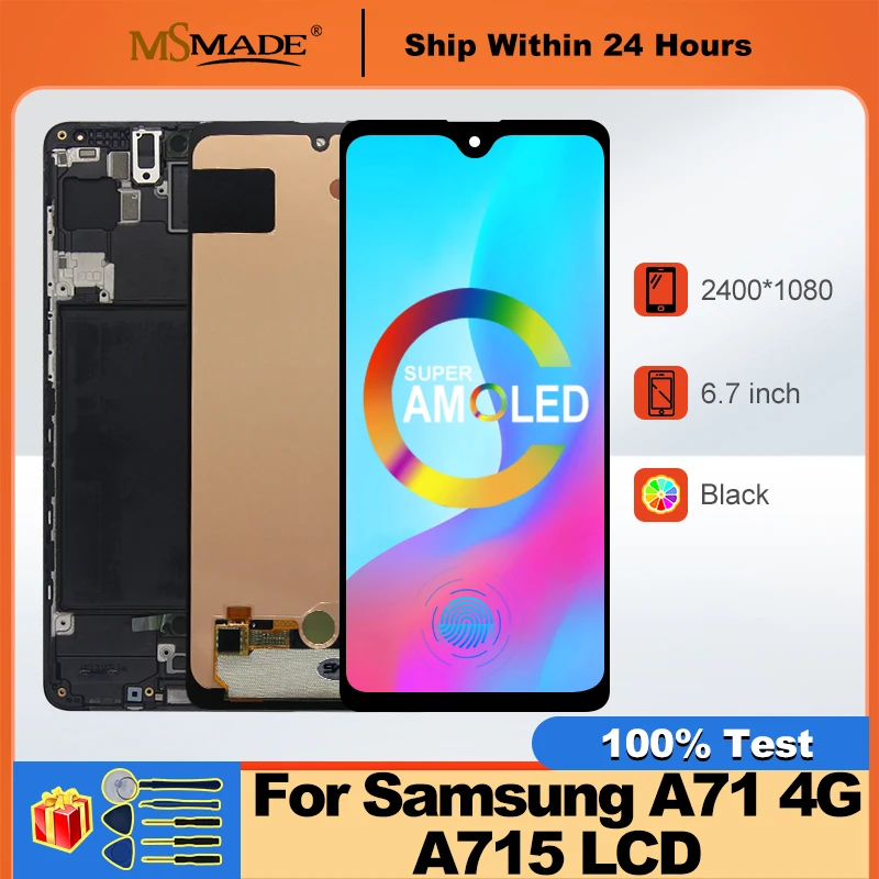 OLED For Samsung Galaxy A71 4G LCD SM-A715F/DSN SM-A715F/DS Display Touch Screen Digitizer Assembly Parts For Samsung A715 LCD