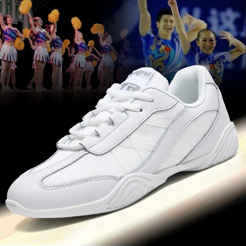 Chaussures d\'aérobic de compétition pour enfants, chaussures de fitness blanches, chaussures de pom-pom girl de sport, chaussures de danse