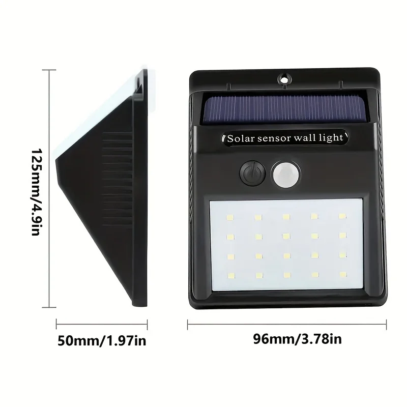 Impermeável Solar Sensor Lâmpada de parede, Luz ao ar livre, Powered Sunlight, Street Lamp, Garden Decor, 30LEDs, 20 LEDs, 1-4Pcs