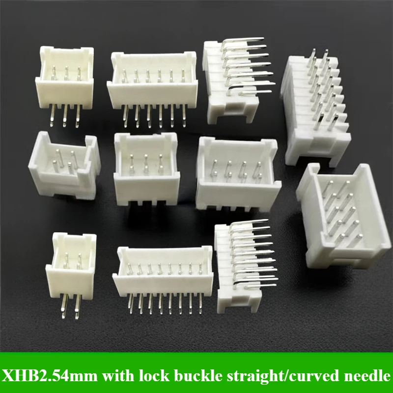 

10/30/50/100Pcs/lot XHB2.54 connectors with lock buckle straight/curved needle 2.54mm 2*2P/3P/4P/5P/6P/7P/8P/9P connector