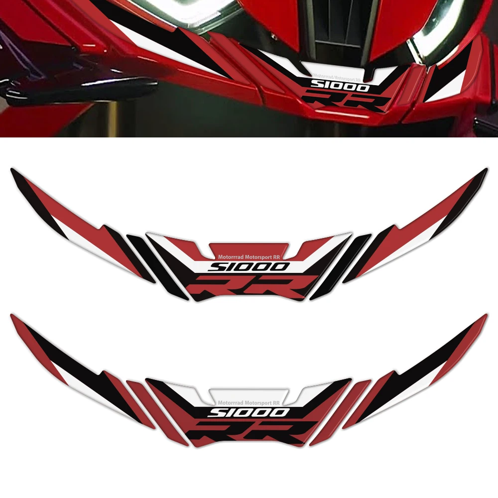 For BMW S1000RR 2023 2024 Motorcycle Front Nose Spoiler Protector Gel Paint Protection Decal Kit Black and Red Color Scheme