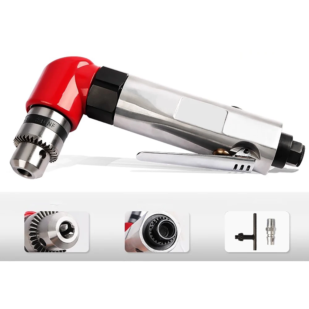 

Pneumatic Right Angle Drill - Handheld Air-Powered Hole Punch with 1.5-10MM Three-Jaw Chuck