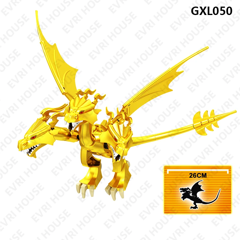 Rey Ghidorah Mini figuras de acción Kaiju Monster Anime Movies Bricks Assembly Building Blocks Toys para niños