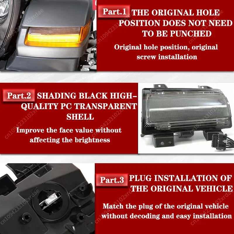 أنظمة إضاءة السيارات الجديدة 12 فولت Led ضوء النهار الجري بدوره مصباح إشارة لسيارة جيب رانجلر Jl 2018 +