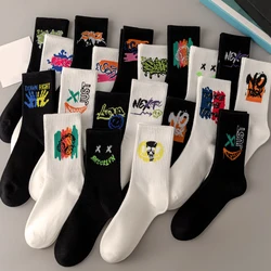 5/10 Pairs of High-Quality Couple's Fashionable Sports Socks With Graffiti Patterns Soft and Comfortable Men's Oversized Socks