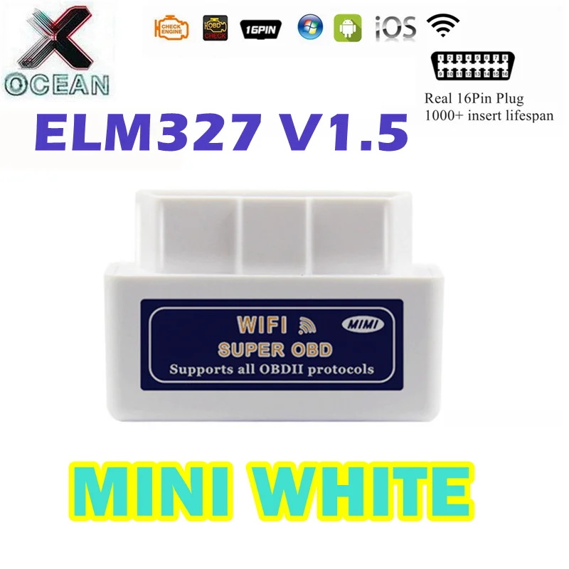 

2025 новейший мини Elm327 для iOS/Android/ПК OBDII автомобильные диагностические инструменты ELM 327 WI-FI 1,5 автоматический считыватель кодов
