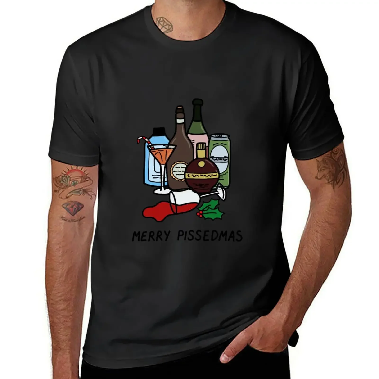 

Merry Pissedmas, funny alcohol Christmas jumper T-Shirt plain Clothing shirts men graphic