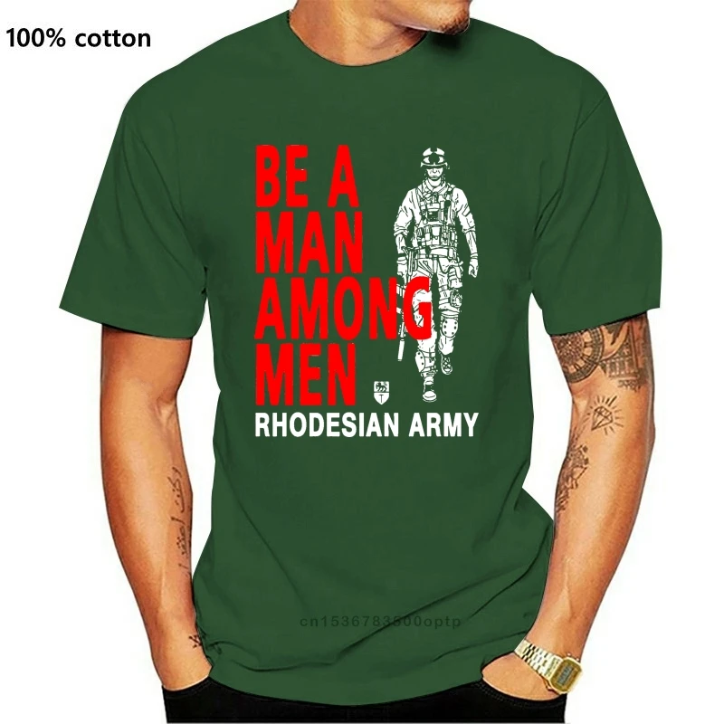 NEW RHODESIAN ARMY - BE A MAN AMONG MEN BLACK NAVY TEE USA SIZE T-SHIRT EN1