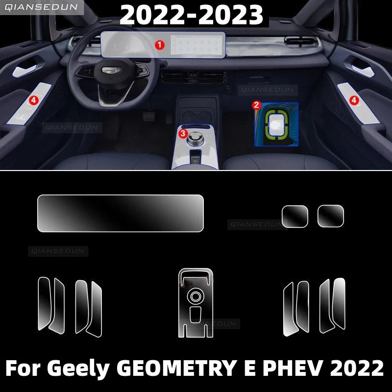 For Geely GEOMETRY E PHEV 2022 Car Interior Center console Transparent TPU Protective film Anti-scratch Repair film Accessories