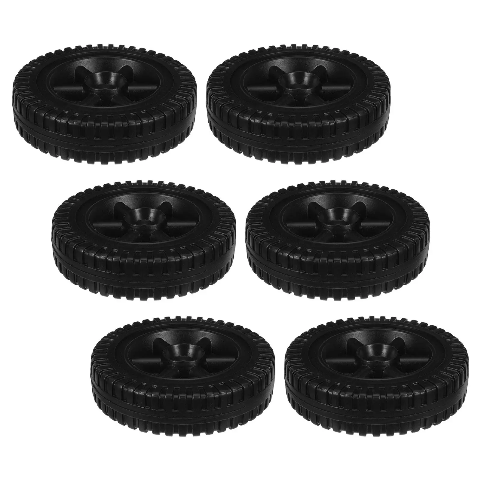 6Pcs Hollow Blow Molded Grill Wheels Replacement 6 Inch Plastic Bbq Grill Wheels Replacement for Gas Cooker Garden Cart Lawn
