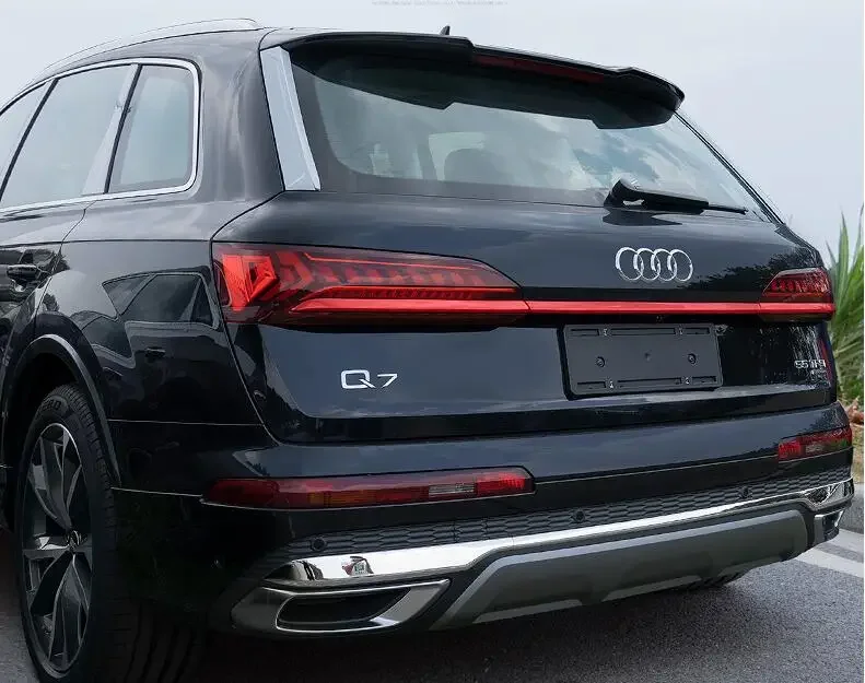 

3 шт./компл., черный/серебристый для Audi Q7 2020 2021 2022, передняя губа + накладки на крышку заднего бампера