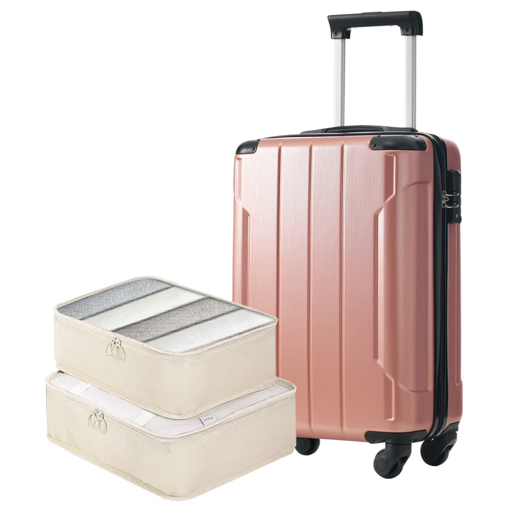 

20Inch Creamy Green Carry-On Luggage Durable Hardshell ABS Suitcase Built-in TSA Lock Spinner Wheels with 2 Packing Cubes
