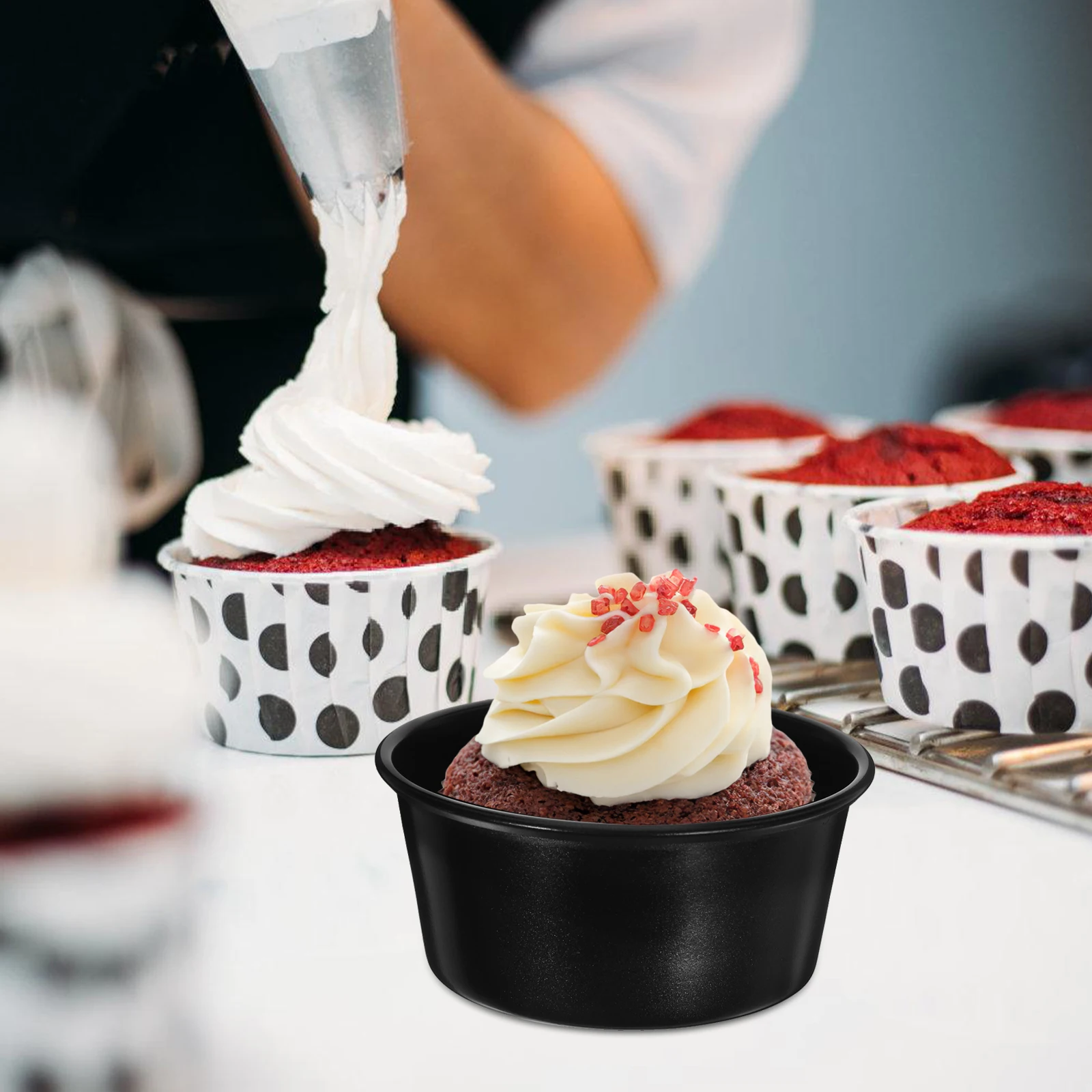 

6Pcs Carbon Steel Mini Pumpkin Pudding Cup Baking Mold Nonstick Cake Pan for Muffin Cupcake Mini Cake Pans