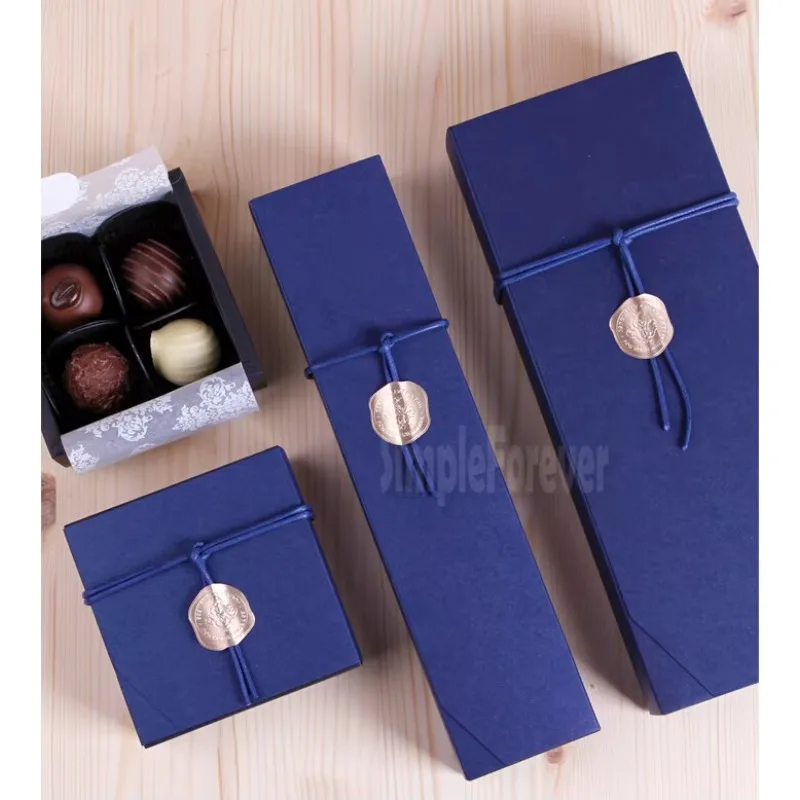 4/6/12 Packed Deep Sapphire Blue Chocolate Paper Box Valentine's Day Christmas Birthday Party Gifts Packaging Boxes