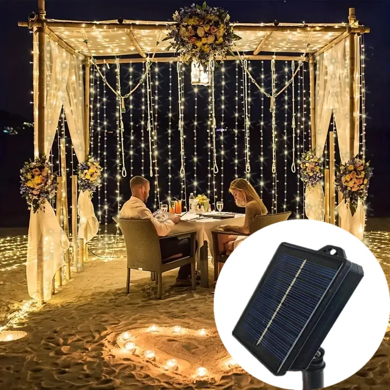 

Christmas Decoration Outdoor Garden Wedding Party Holiday Decor Light Fairy Light Solar Curtain Light Solar Garland String Light