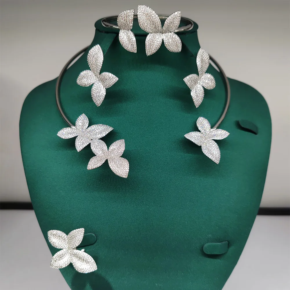 

GODKI New Fashion African Multi Flowers Dubai Bridal Jewelry Set For Women Wedding Party Nigerian Choker Necklace Earring Set