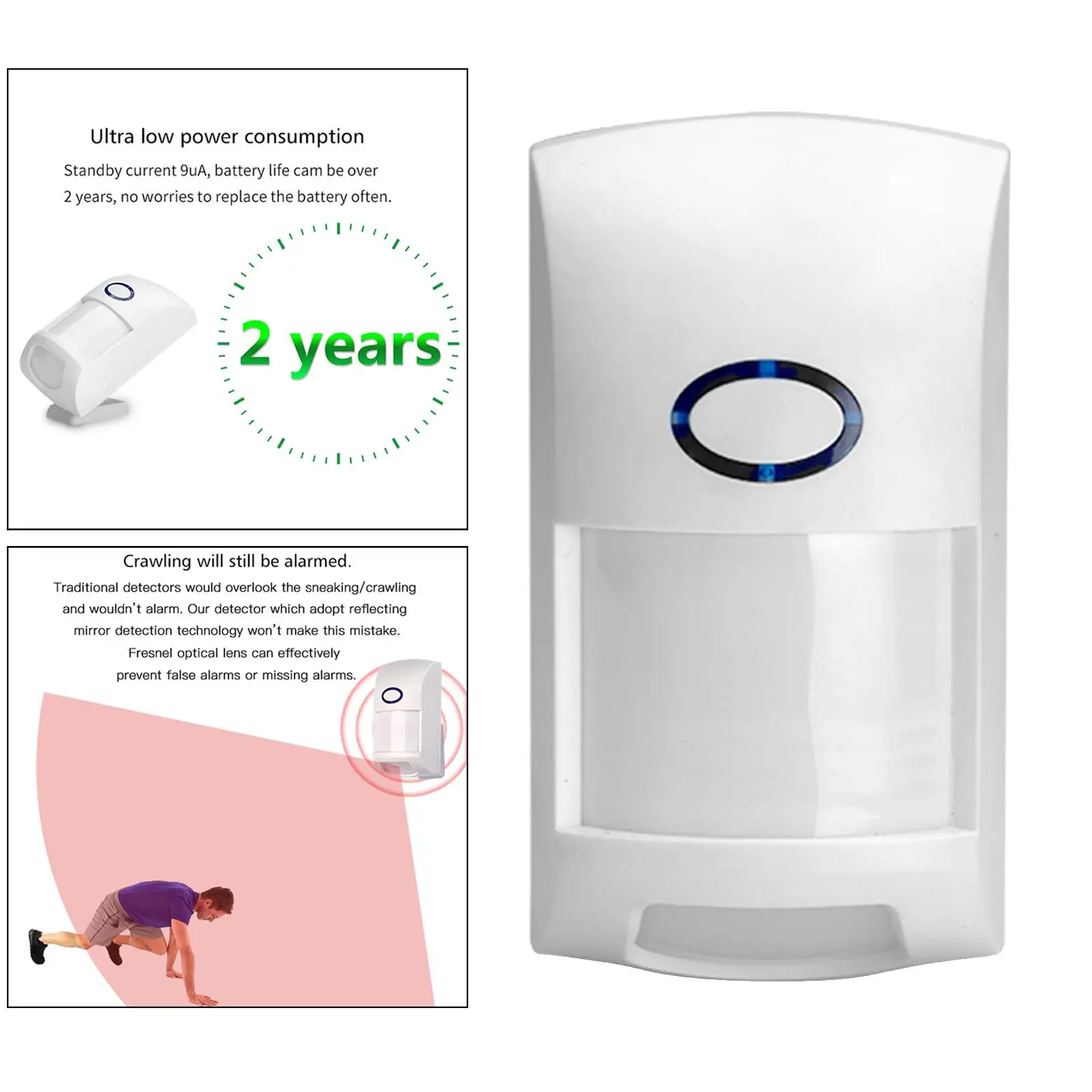 เซ็นเซอร์ตรวจจับการเคลื่อนไหว PIR ไร้สายความปลอดภัยในบ้านเครื่องตรวจจับอินฟราเรดกลางแจ้ง