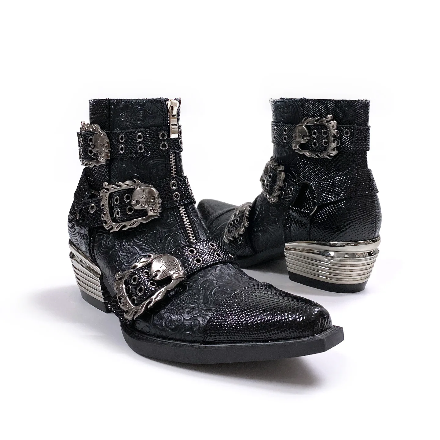 2026 Western cowboy women's retro metal short design sense men's trendy shoes heightening Chelsea boots