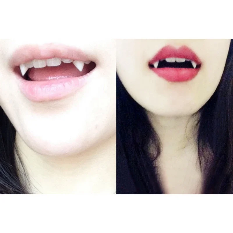 1쌍 성인 어린이 할로윈 가짜 치아 혈흔이 묻은 뱀파이어 늑대인간 송곳니 의상 할로윈 코스튬 DIY 코스프레